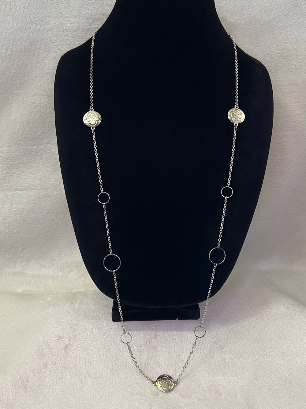 Marilyn Schiff Silver Tone Station Necklace